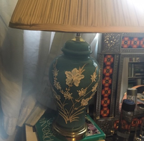 Porcelain raised garden scene lamp